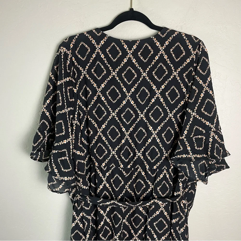 Torrid Black Floral Geometric Maxi Georgette Surplice Hi-Low Dress 3X NWT - Picture 8 of 16